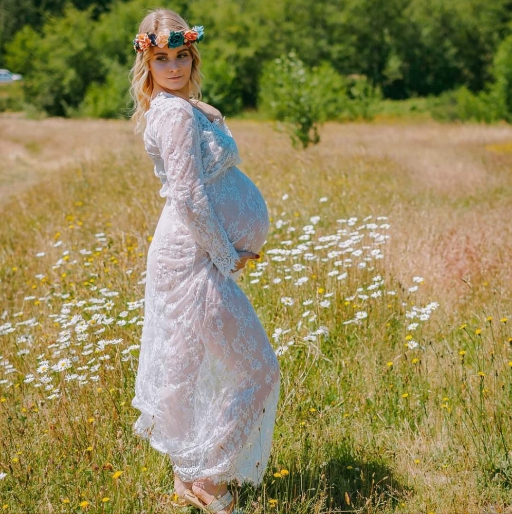 White Lace Maternity Dress